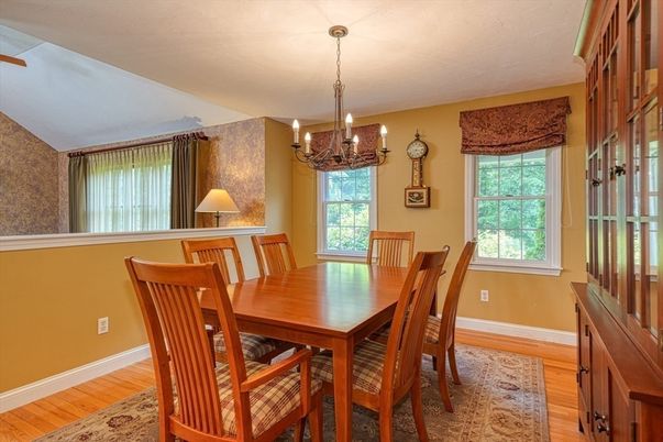 Chandelier, Dining room, Interior, Wood Texture Flooring