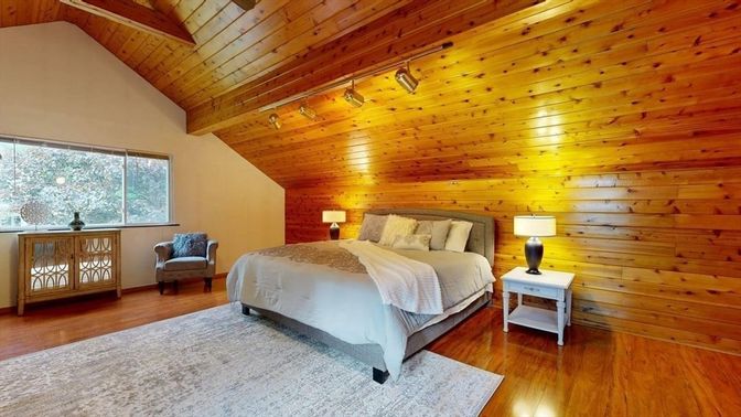 Bedroom, Interior, Wooden Beams, Wooden Ceilings, Wood Texture Flooring, Wooden Walls