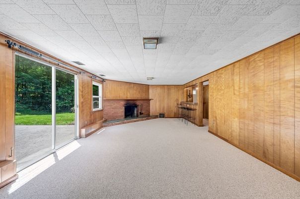 Empty room, Fireplace, Interior, Wooden Walls