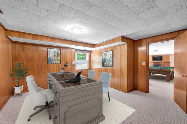 Billiard Table, Game Room, Home Office, Interior, Wooden Walls