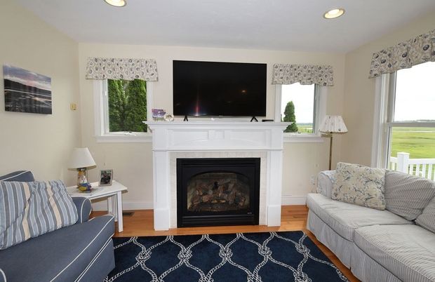 Fireplace, Interior, Recessed Lighting, Wood Texture Flooring