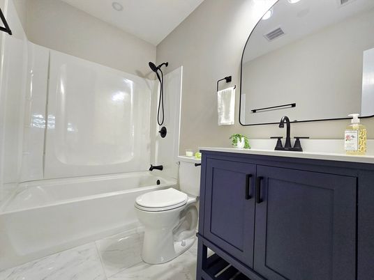 Bathroom, Interior, Marble, Recessed Lighting