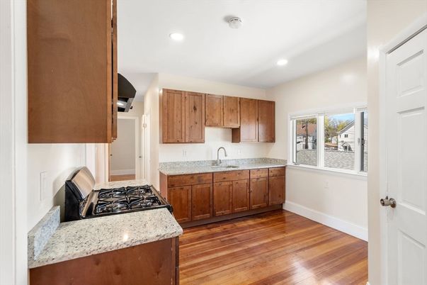 Interior, Kitchen, Recessed Lighting, Wood Texture Flooring