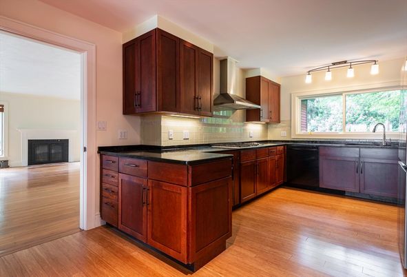 Fireplace, Interior, Kitchen, Wood Texture Flooring