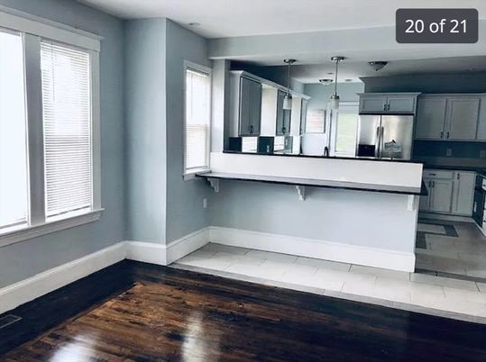 Interior, Kitchen, Pendant Lights, Stainless Steel Appliances, Wood Texture Flooring