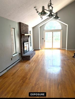 Fireplace, Interior, Stone Walls, Wood Texture Flooring
