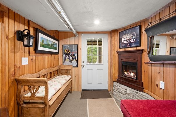Fireplace, Interior, Recessed Lighting, Wooden Walls