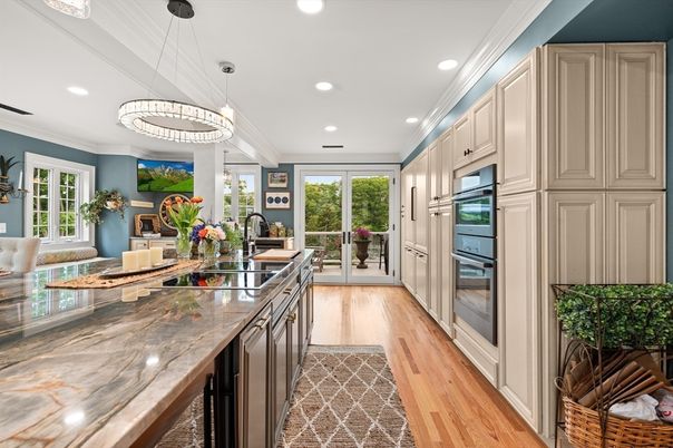 Interior, Kitchen, Pendant Lights, Recessed Lighting, Wood Texture Flooring