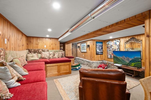 Interior, Living room, Recessed Lighting, Wooden Walls