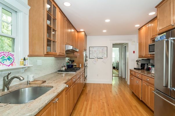 Interior, Kitchen, Recessed Lighting, Wood Texture Flooring