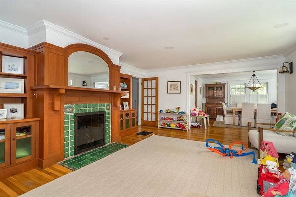 Fireplace, Interior, Recessed Lighting, Wood Texture Flooring