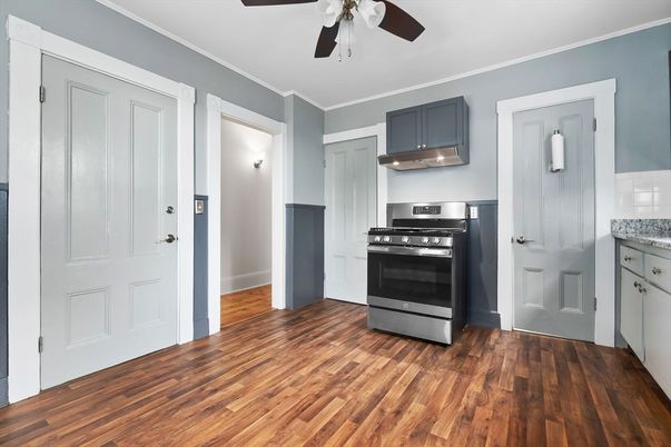 Interior, Kitchen, Stainless Steel Appliances, Wood Texture Flooring