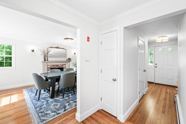 Dining room, Fireplace, Interior, Wood Texture Flooring