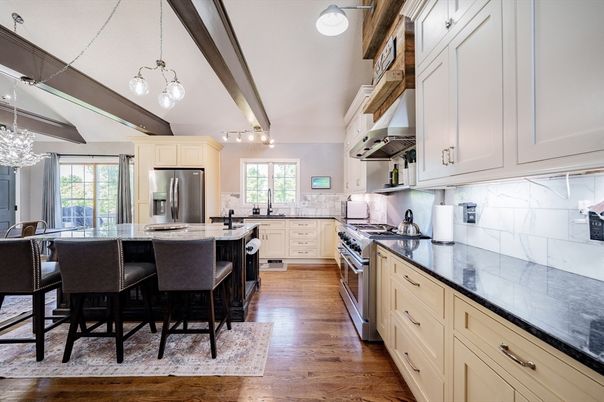 Interior, Kitchen, Pendant Lights, Stainless Steel Appliances, Wood Texture Flooring