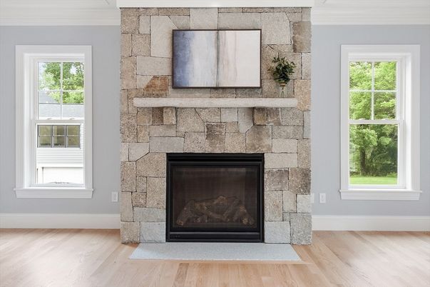 Fireplace, Interior, Stone Walls, Wood Texture Flooring