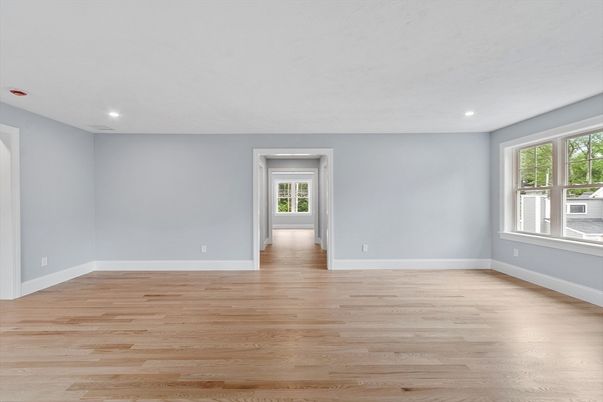 Empty room, Interior, Recessed Lighting, Wood Texture Flooring