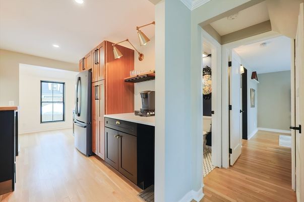 Interior, Kitchen, Recessed Lighting, Wood Texture Flooring