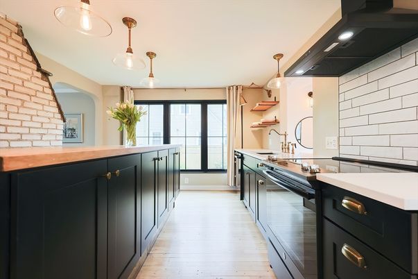 Interior, Kitchen, Pendant Lights, Recessed Lighting, Wood Texture Flooring