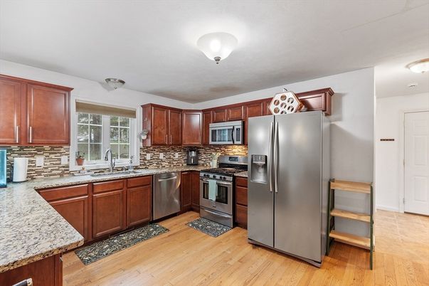 Interior, Kitchen, Stainless Steel Appliances, Wood Texture Flooring