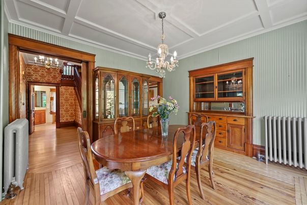 Chandelier, Dining room, Interior, Wood Texture Flooring