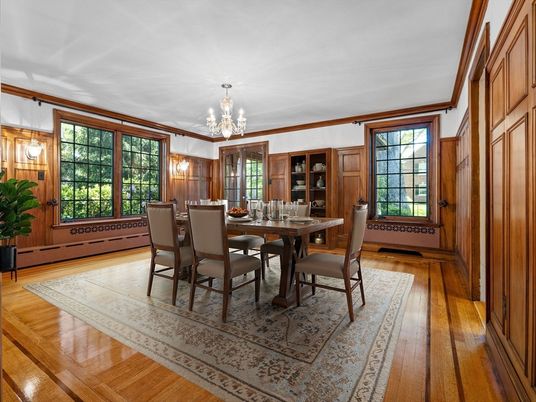 Chandelier, Dining room, Interior, Wood Texture Flooring