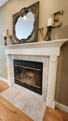 Fireplace, Interior, Wood Texture Flooring