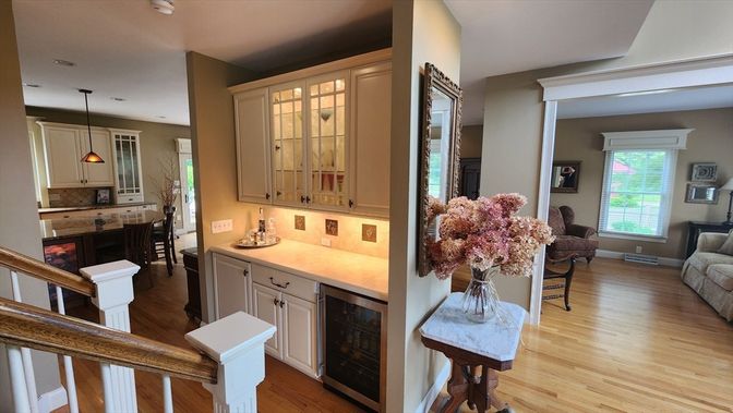Interior, Kitchen, Pendant Lights, Recessed Lighting, Wood Texture Flooring