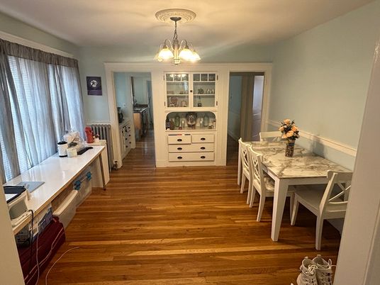 Chandelier, Dining room, Interior, Wood Texture Flooring