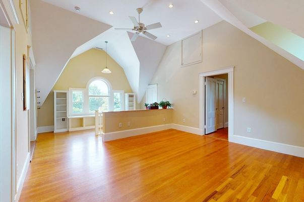 Empty room, Interior, Pendant Lights, Recessed Lighting, Wood Texture Flooring
