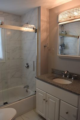 Bathroom, Glass Shower, Interior, Marble Walls