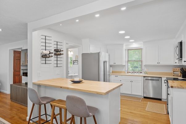 Interior, Kitchen, Recessed Lighting, Wood Texture Flooring