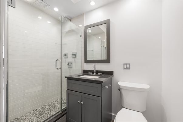 Bathroom, Glass Shower, Interior, Recessed Lighting