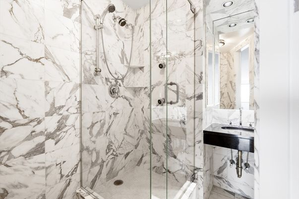 Bathroom, Glass Shower, Interior, Marble Walls