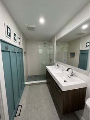 Bathroom, Dual Sink Vanities, Glass Shower, Interior, Recessed Lighting
