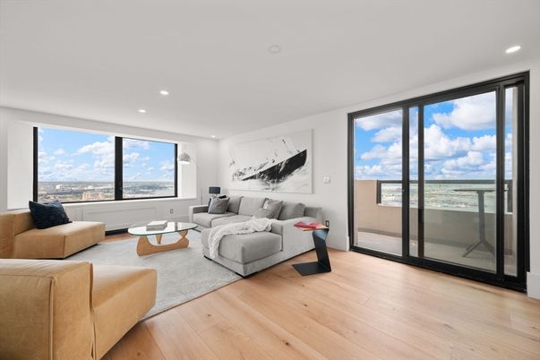 Interior, Living room, Recessed Lighting, Wood Texture Flooring