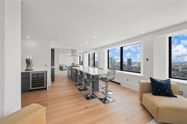 Dining room, Interior, Kitchen, Recessed Lighting, Wood Texture Flooring