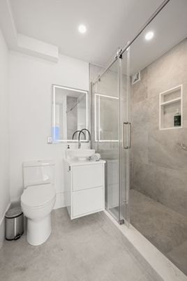 Bathroom, Glass Shower, Interior, Recessed Lighting