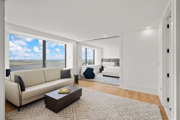 Interior, Living room, Recessed Lighting, Water, Wood Texture Flooring