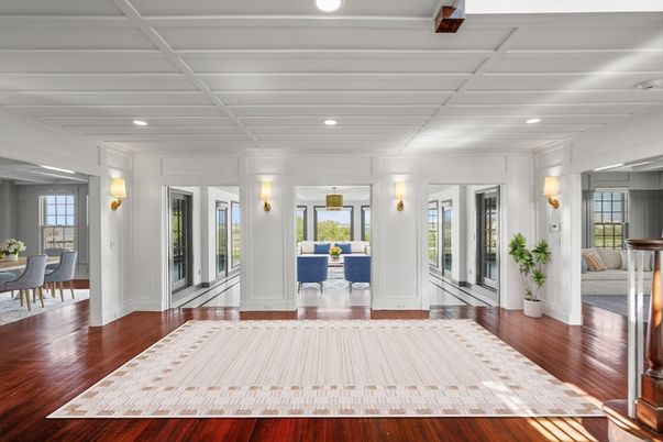 Dining room, Interior, Recessed Lighting, Wood Texture Flooring