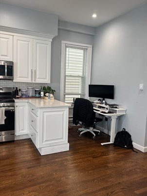 Home Office, Interior, Kitchen, Recessed Lighting, Wood Texture Flooring