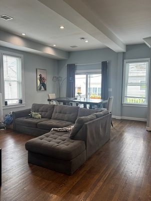 Dining room, Interior, Living room, Recessed Lighting, Wood Texture Flooring