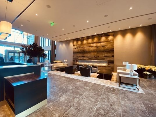 Fireplace, Interior, Living room, Pendant Lights, Recessed Lighting, Wooden Walls