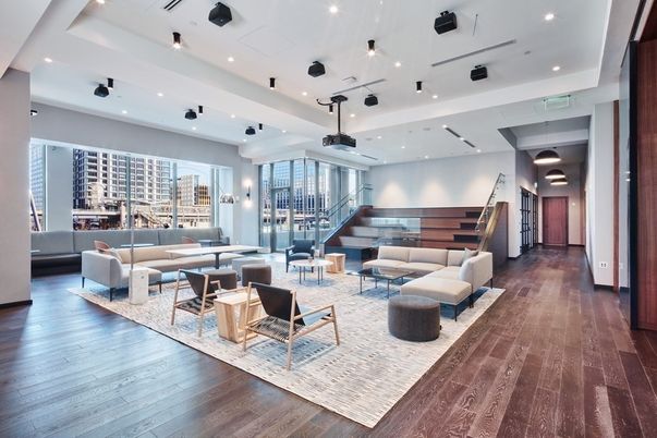 Interior, Living room, Pendant Lights, Recessed Lighting, Wood Texture Flooring