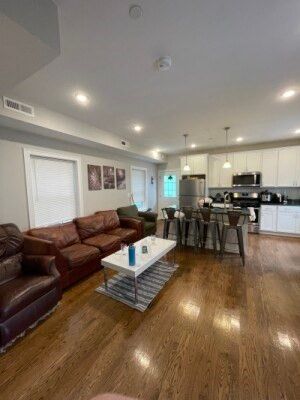 Interior, Kitchen, Living room, Pendant Lights, Recessed Lighting, Stainless Steel Appliances, Wood Texture Flooring