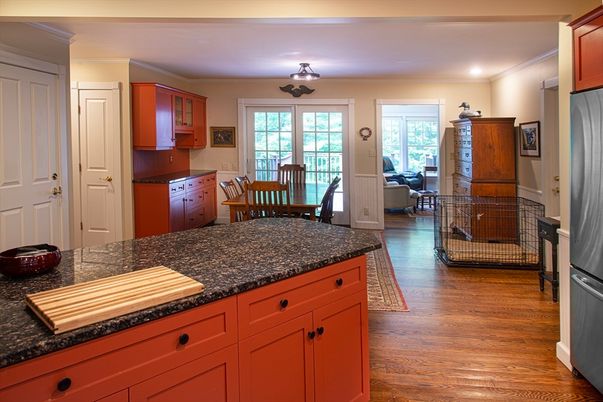 Dining room, Interior, Kitchen, Living room, Recessed Lighting, Wood Texture Flooring