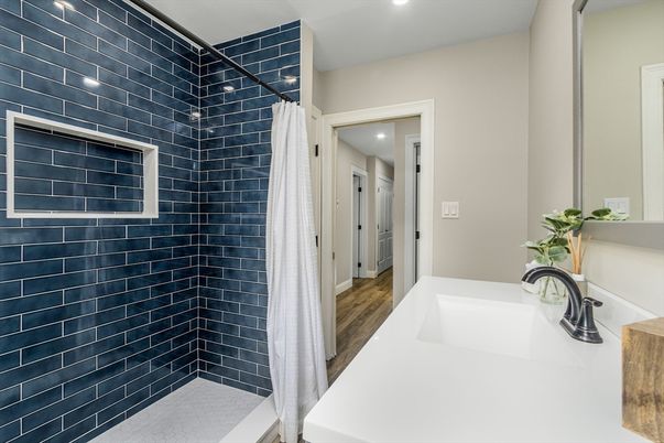 Bathroom, Interior, Recessed Lighting, Wood Texture Flooring
