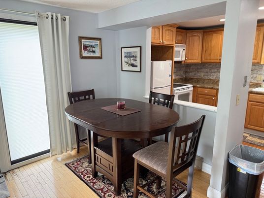Dining room, Interior, Kitchen, Recessed Lighting, Wood Texture Flooring
