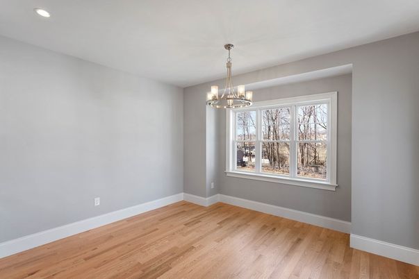 Chandelier, Empty room, Interior, Pendant Lights, Recessed Lighting, Wood Texture Flooring