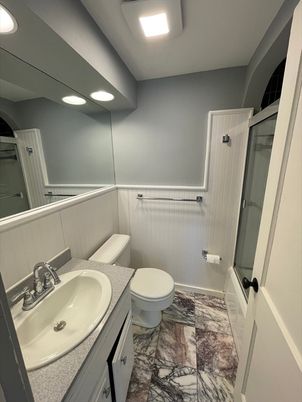 Bathroom, Interior, Marble, Recessed Lighting
