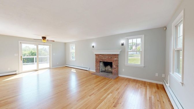Empty room, Fireplace, Interior, Wood Texture Flooring